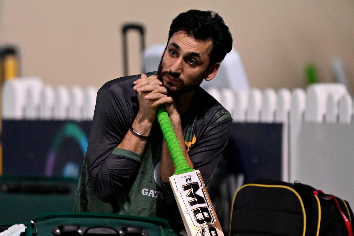 Pakistan’s captain Salman Agha attends a practice session at the International Cricket Council (ICC) Academy in Dubai on September 27, 2025, ahead of their Asia Cup 2025 Twenty20 international final cricket match against the India. - AFP