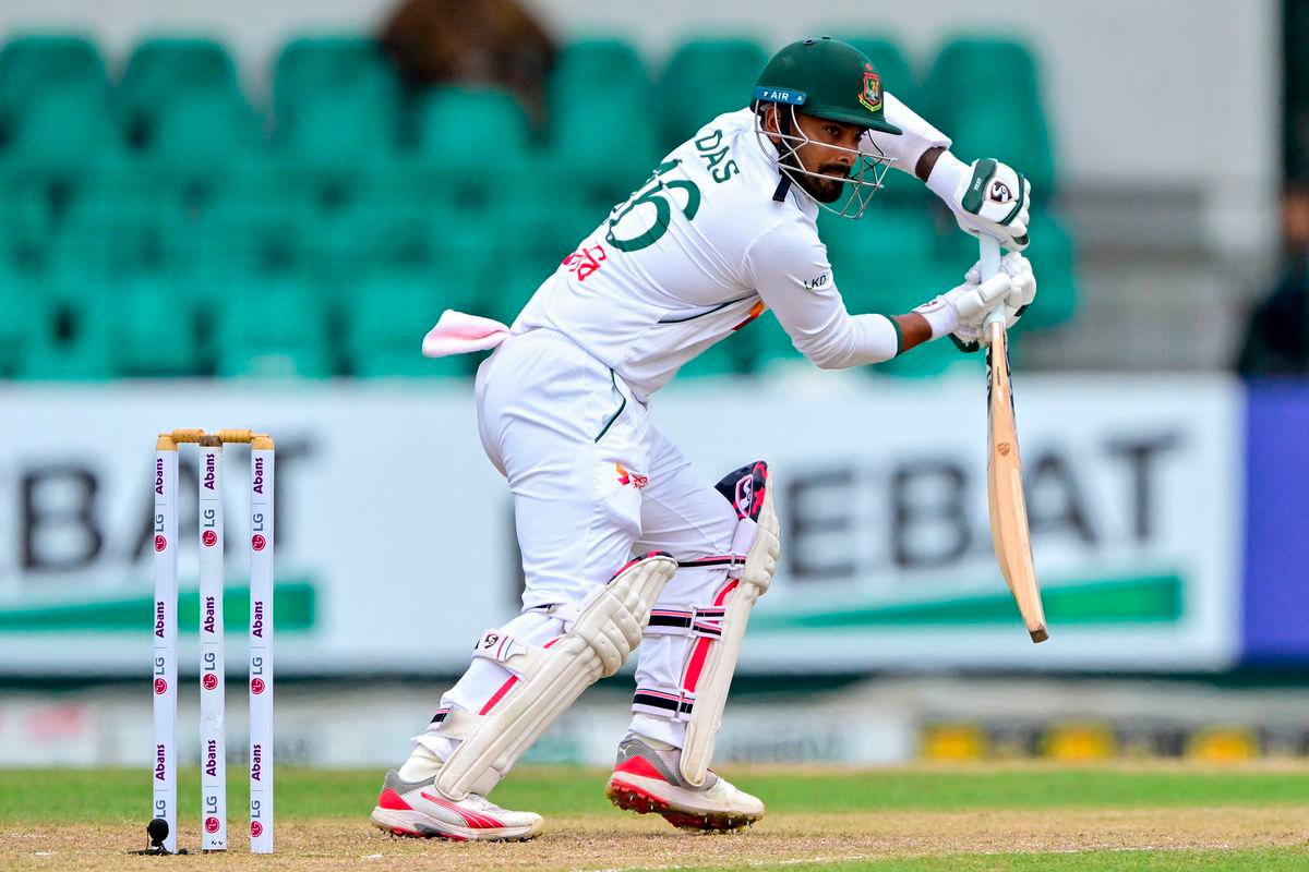 Bangladesh’s Litton Das plays a shot during the first day of the second Test cricket match between Sri Lanka and Bangladesh at the Sinhalese Sports Club (SSC) in Colombo on June 25, 2025. (Photo by Ishara S. KODIKARA / AFP)