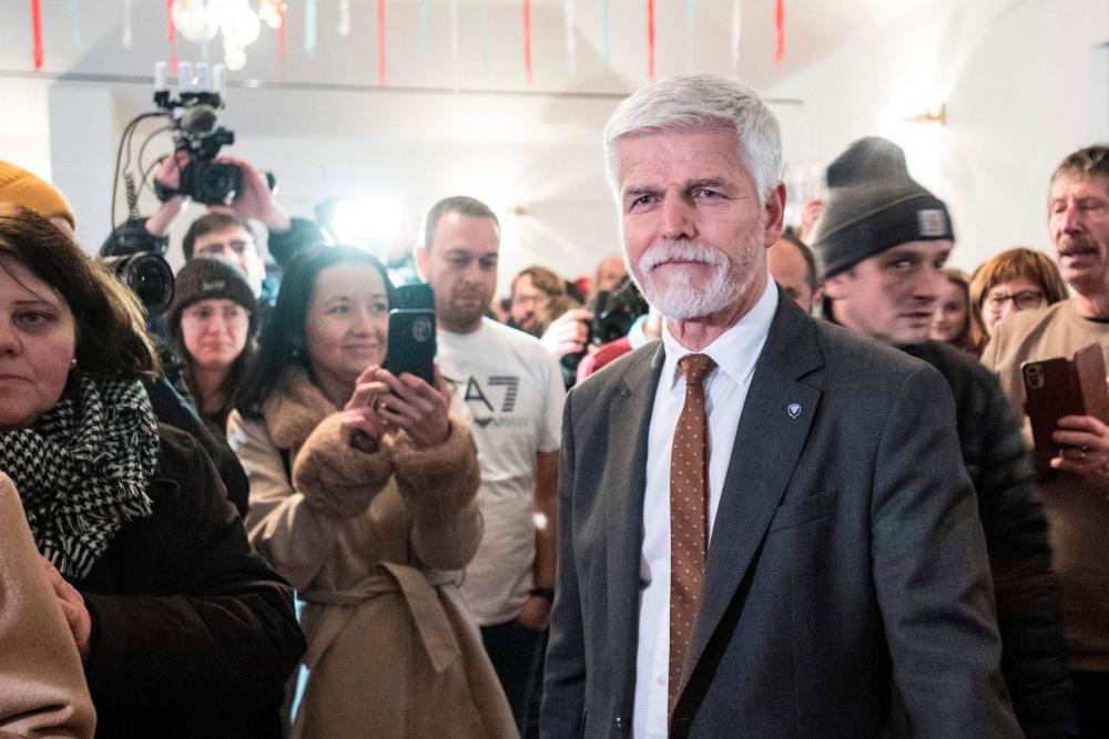 Presidential candidate and former Chief of the General Staff of the Army of the Czech Republic Petr Pavel meets with supporters during in the presidential elections on January 27, 2023 in Cernoucek village, Czech Republic. AFPPIX