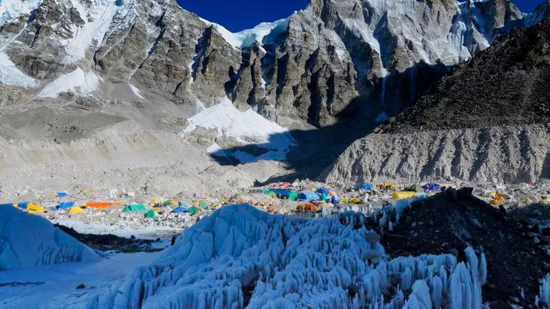 Everest Base Camp: Nepal is home to eight of the world’s 14 peaks over 8,000 metres (26,246 feet) and welcomes thousands of climbers each year © Robert KAY / AFP/File