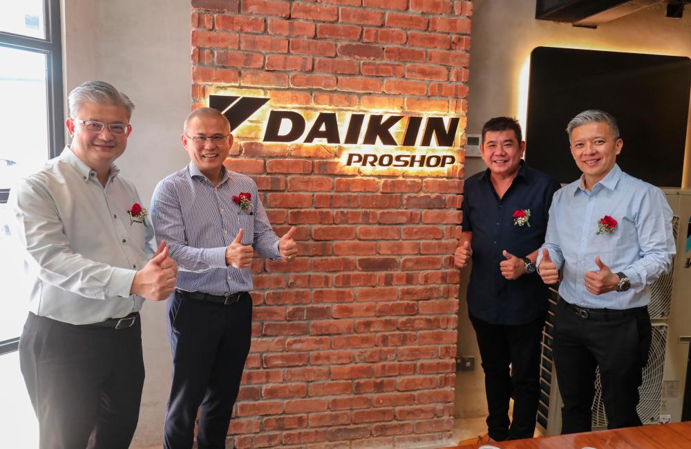 From left is Daikin Malaysia COO Ooi Cheng Suan, Daikin’s Sales and Service general manager Lawrence Song, Ng and Chai.