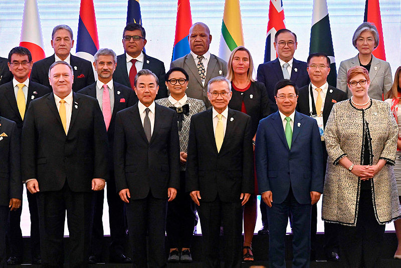 Delegates pose for a family photo during the 26th Association of Southeast Asian Nations (Asean) Regional Forum in Bangkok on Aug 2, 2019. — Bernama
