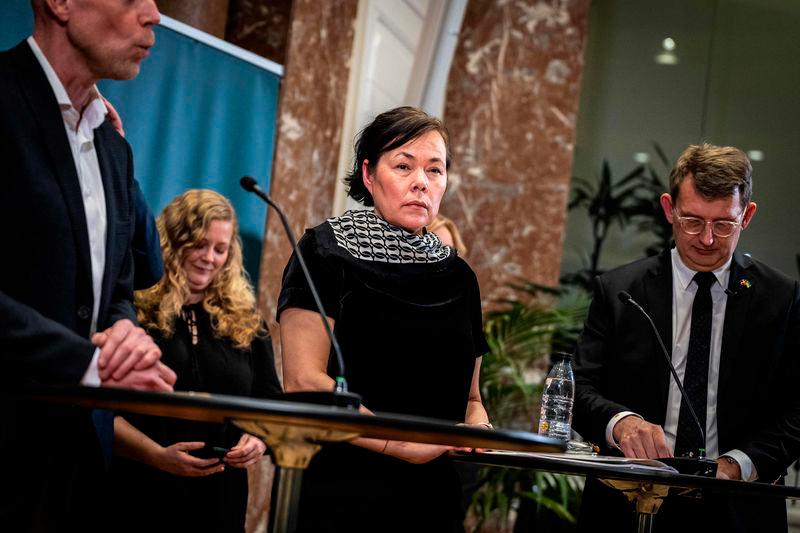 Greenland’s Minister for Independence and Foreign Affairs Vivian Motzfeldt and Denmark’s Minister of Defence Troels Lund Poulsen present a Defence Agreement on the Arctic and North Atlantic, at the Ministry of Defence in Copenhagen - AFPpix