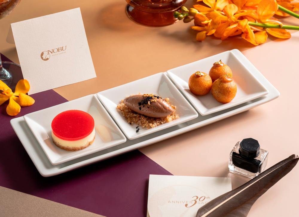 $!The anniversary meal wraps up with a trio of desserts that capture Nobu’s ability to blend creativity with tradition. – ALL PICS COURTESY OF NOBU KL