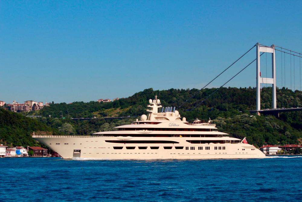 File photo: The Dilbar, a luxury yacht owned by Russian billionaire Alisher Usmanov, sails in the Bosphorus in Istanbul, Turkey May 29, 2019. REUTERSpix