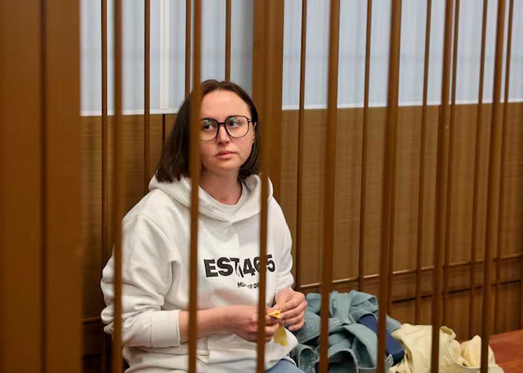Russian playwright Svetlana Petriychuk, detained on suspicion of justifying terrorism, attends a court hearing in Moscow, Russia - REUTERSpix