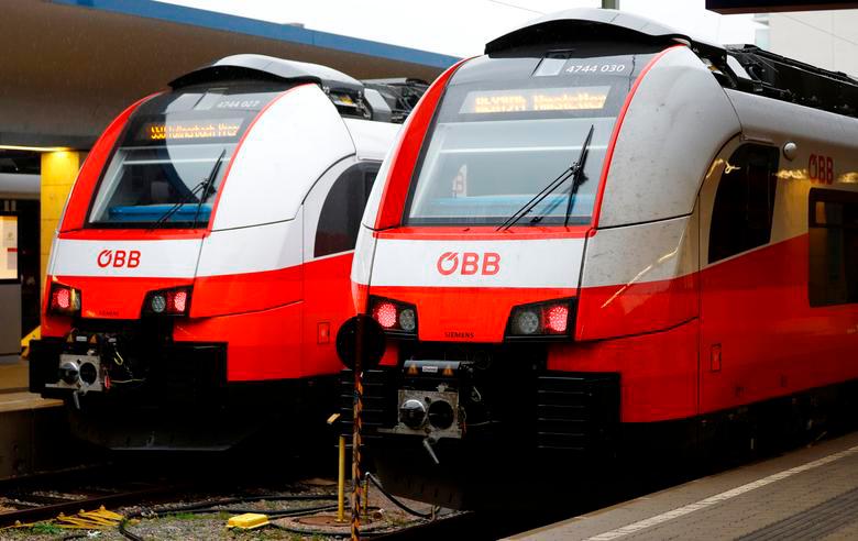 Two trains of the national rail company OeBB are seen during a warning strike in a railway station in Vienna, Austria November 26, 2018. REUTERSPIX