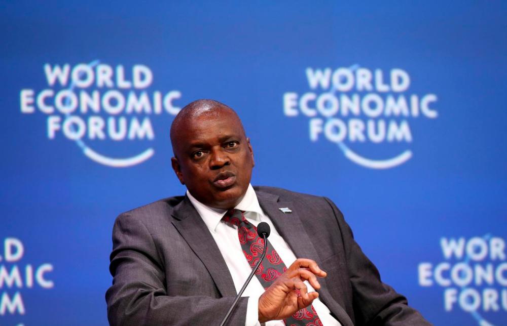 File photo shows President of Botswana Mokgweetsi Masisi speaks at a session at the World Economic Forum on Africa in Cape Town, South Africa, Sept 4. — Reuters