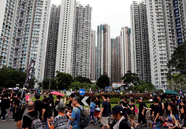 Anti-extradition bill protesters march at Tseung Kwan O residential district in Hong Kong, China. REUTERSPIX