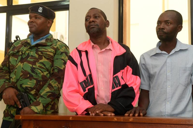 Self-proclaimed pastor Paul Nthenge Mackenzie, who set up the Good News International Church in 2003 and is accused of inciting cult followers to starve to death “to meet Jesus”, appears in the dock with other co-accused at the court in Malindi//AFPix