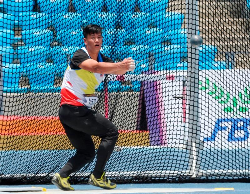 National men’s hammer thrower Jackie Wong in action during the 2023 SEA Games in Phnom Penh//Bernamapix