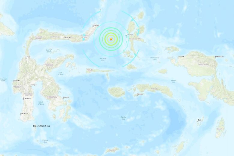 An earthquake of magnitude 6.9 struck in the Molucca Sea between Sulawesi and Maluku, triggering tsunami warnings, on July 7, 2019. - SCREENGRAB FROM USGS