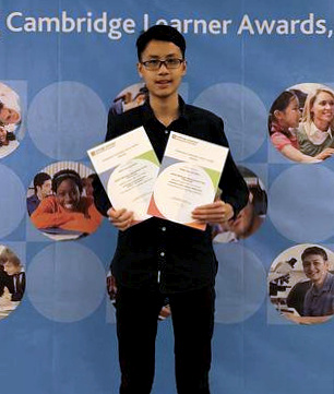 Andrew Nge Jing Shuen, an ex-student of Beaconhouse Sri Inai International School, Petaling Jaya, was awarded the prestigious 'Top In The World' award at the recent Outstanding Cambridge Learner Awards.