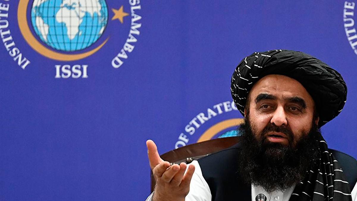 Afghan Acting Minister for Foreign Affairs Mawlawi Amir Khan Muttaqi speaks during an event held at the Institute of Strategic Studies, in Islamabad on May 8, 2023. (PHOTO / AFP)