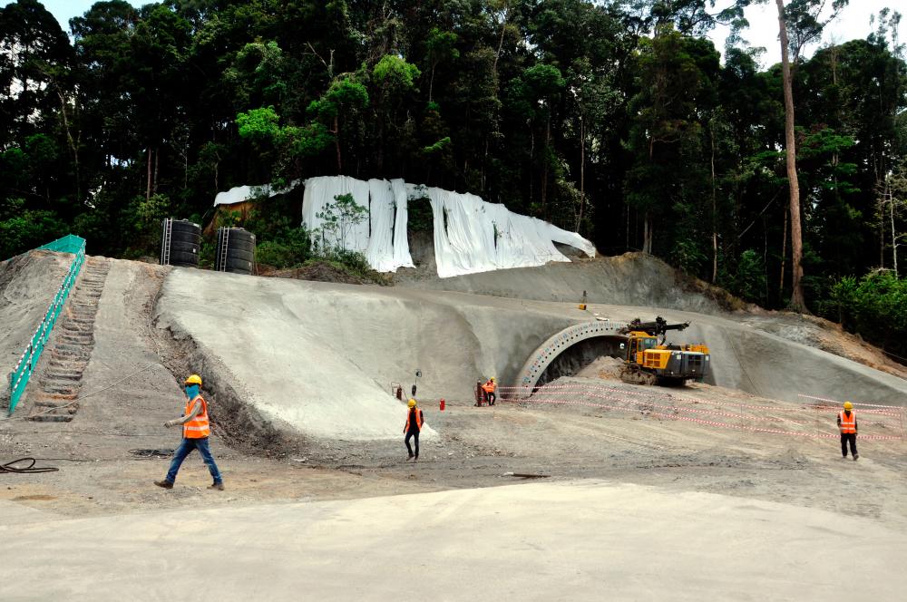 Tunnel works in progress at a ECRL site in Bukit Bauk. - BERNAMAPIX