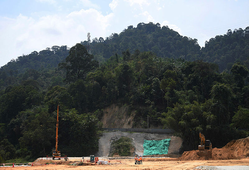 Filepix of one of the ECRL construction sites, in Genting.