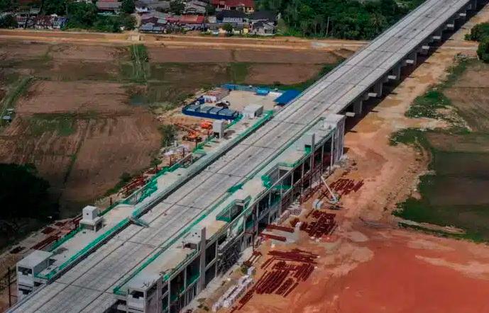 A segment of the East Coast Rail Link under construction in June. By November, the mammoth project reached 80% completion. – Bernama filepic