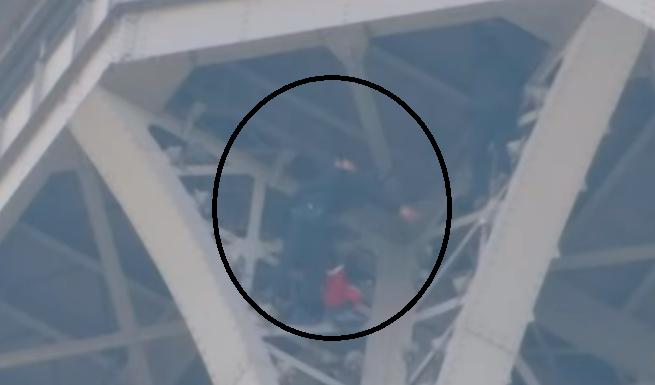 Screenshot of the man who scaled the Eiffel Tower.
