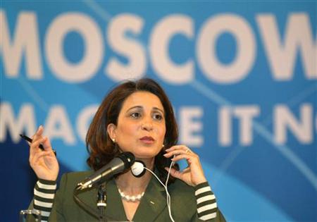 Nawal El Moutawakel of International Olympic Commitee Evaluation Commission speaks at press conference in Moscow, March 17, 2005. — Reuters