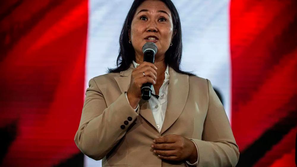 Peruvian right-wing presidential candidate for Fuerza Popular, Keiko Fujimori, delivers a press conference at her party headquarters in Lima on June 10, 2021. — AFP