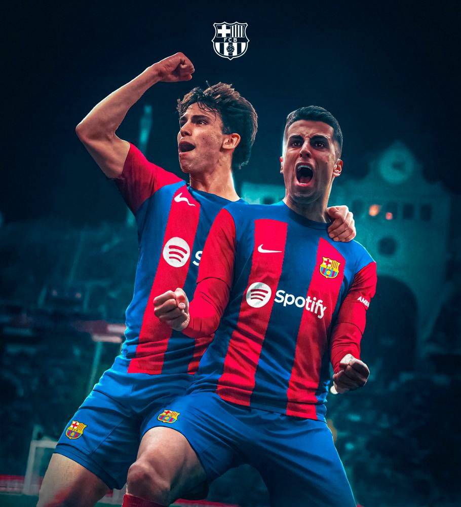 Barcelona signed Atletico Madrid forward Joao Felix and Manchester City defender Joao Cancelo on loan until the end of the season. Pix credit: Twitter/FCBarcelona