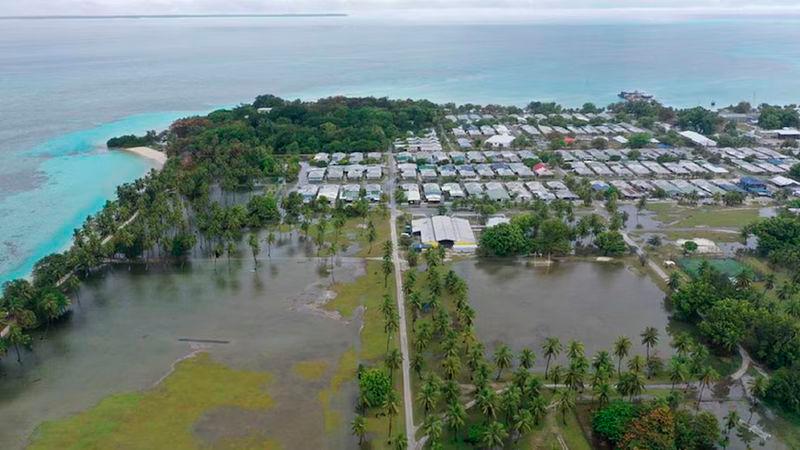 Home Island is so prone to flooding the plan suggested it’s too costly to protect long-term. Photo: Shire of Cocos (Keeling) Islands via ABC News