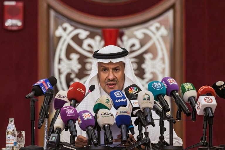 Saudi Arabia’s Energy Minister Prince Abdulaziz bin Salman gives a press conference in the Red Sea city of Jeddah on September 17, 2019. — AFP