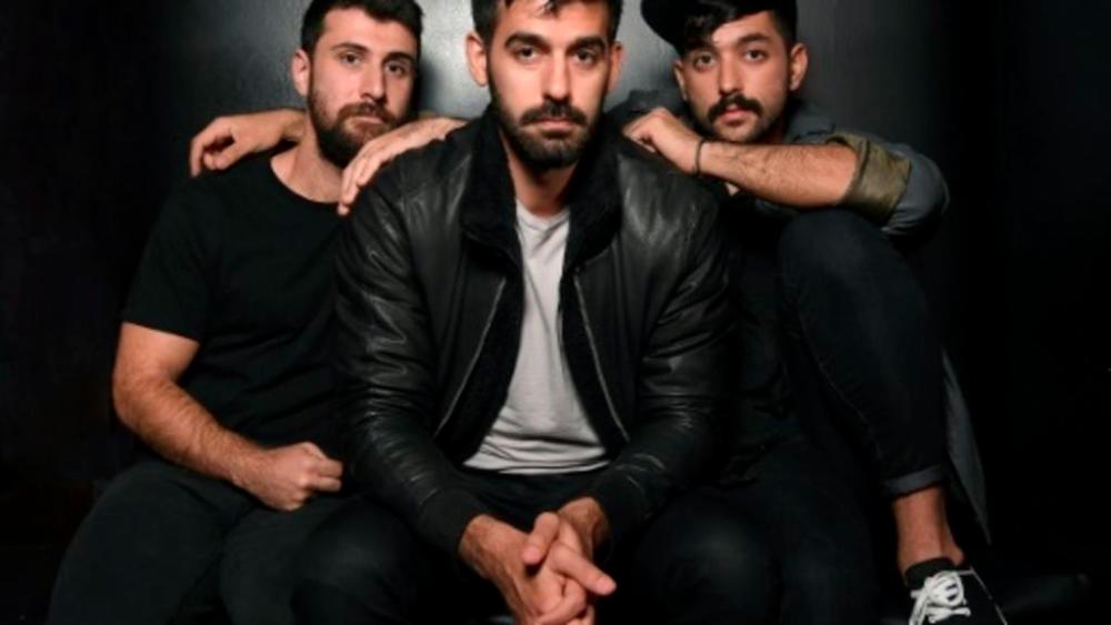 From left, musicians Haig Papazian, Carl Gerges and Hamed Sinno of Mashrou’ Leila pose for a picture in 2017. — AFP