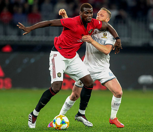 Manchester United’s Paul Pogba in action against Leeds United at Optus Stadium, Perth on July 17. — AFP