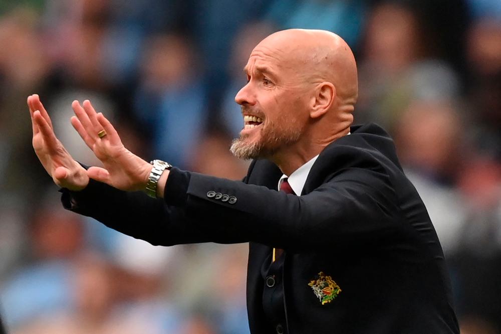 Manchester United’s Dutch manager Erik ten Hag gestures on the touchline during the English FA Cup semi-final football match between Coventry City and Manchester United at Wembley Stadium in north west London on April 21, 2024/AFPPix