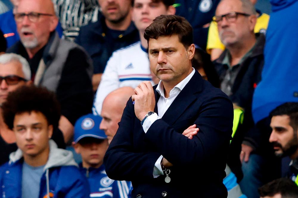Chelsea’s Argentinian head coach Mauricio Pochettino looks on during the English Premier League football match between Chelsea and Aston Villa at Stamford Bridge in London on September 24, 2023/AFPPix