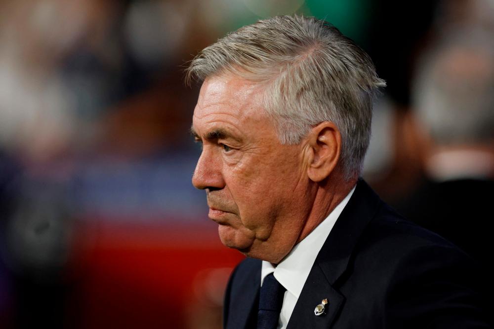 Real Madrid’s Italian coach Carlo Ancelotti is pictured before the Spanish Liga football match between Club Atletico de Madrid and Real Madrid CF at the Metropolitano stadium in Madrid on September 24, 2023/AFPPix