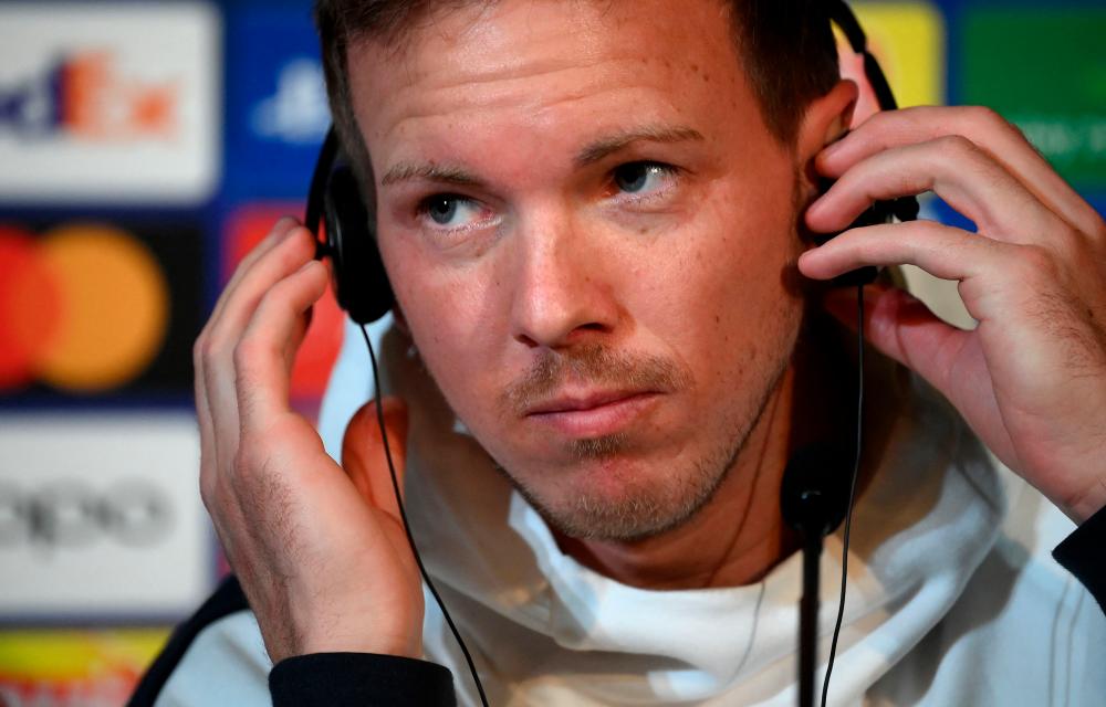 Bayern Munich’s German head coach Julian Nagelsmann gives a press conference in Paris on the eve of the UEFA Champions League round of 16 football match Bayern Munich against Paris Saint-Germain (PSG) on February 13, 2023. AFPPIX