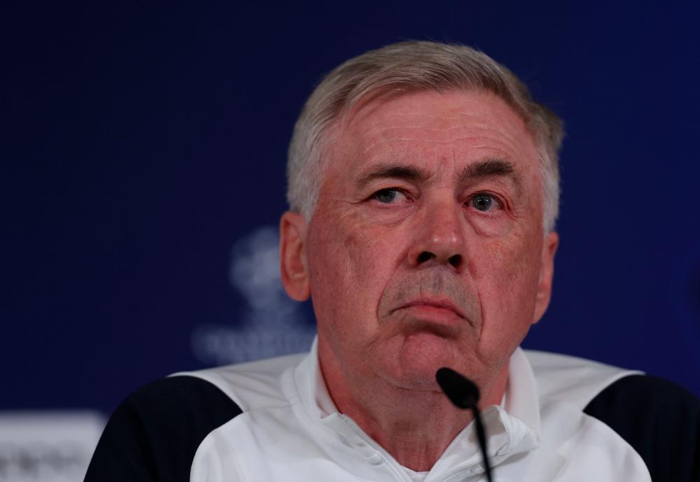 Real Madrid’s Italian coach Carlo Ancelotti gives a press conference on the eve of their UEFA Champions League quarter final first leg football match against Manchester City at the Real Madrid Sport City in Valdebebas, on the outskirts of Madrid on April 8, 2024/AFPPix