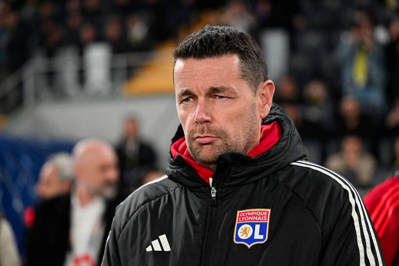 Lyon's French coach Pierre Sage looks on before the start of the UEFA Europa League, league phase football match between Fenerbahce and Olympique Lyonnais (OL) at the Sukru Saracoglu Stadium in Istanbul on January 23, 2025. - AFPPIX