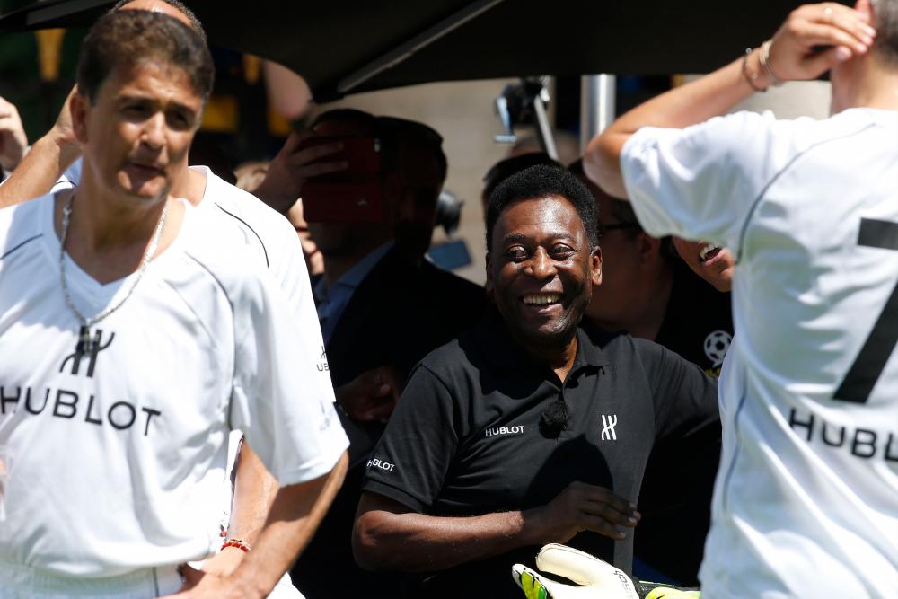 Former Brazilian football player Pele attends a football match organised by Swiss luxury watchmaker Hublot at the Jardin du Palais Royal in Paris on June 9, 2016, on the eve of the Euro 2016 European football champsionships. AFPpix