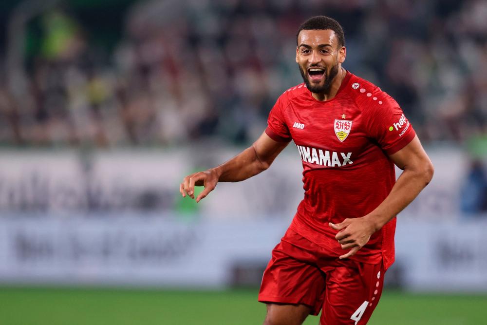 Stuttgart’s German defender #04 Josha Vagnoman celebrates scoring the 1-3 goal during the German first division Bundesliga football match VfL Wolfsburg v VfB Stuffgart in Wolfsburg, western Germany on March 2, 2024/AFPpix