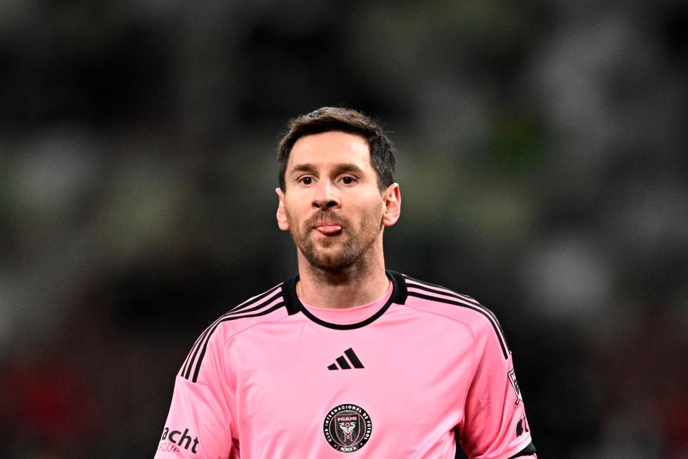 Inter Miami’s Argentine forward Lionel Messi reacts during the second half of the friendly football match between Inter Miami of the US’s Major League Soccer league and Vissel Kobe of Japan’s J-League at the National Stadium in Tokyo on February 7, 2024/AFPPix