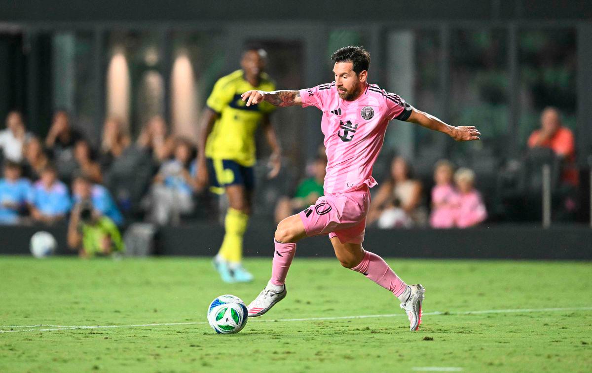 Inter Miami’s Argentine forward #10 Lionel Messi controls the ball during the Major League Soccer (MLS) regular season soccer match between Inter Miami CF and Nashville SC at Chase Stadium in Fort Lauderdale, Florida on July 12, 2025. Photo by CHANDAN KHANNA / AFP