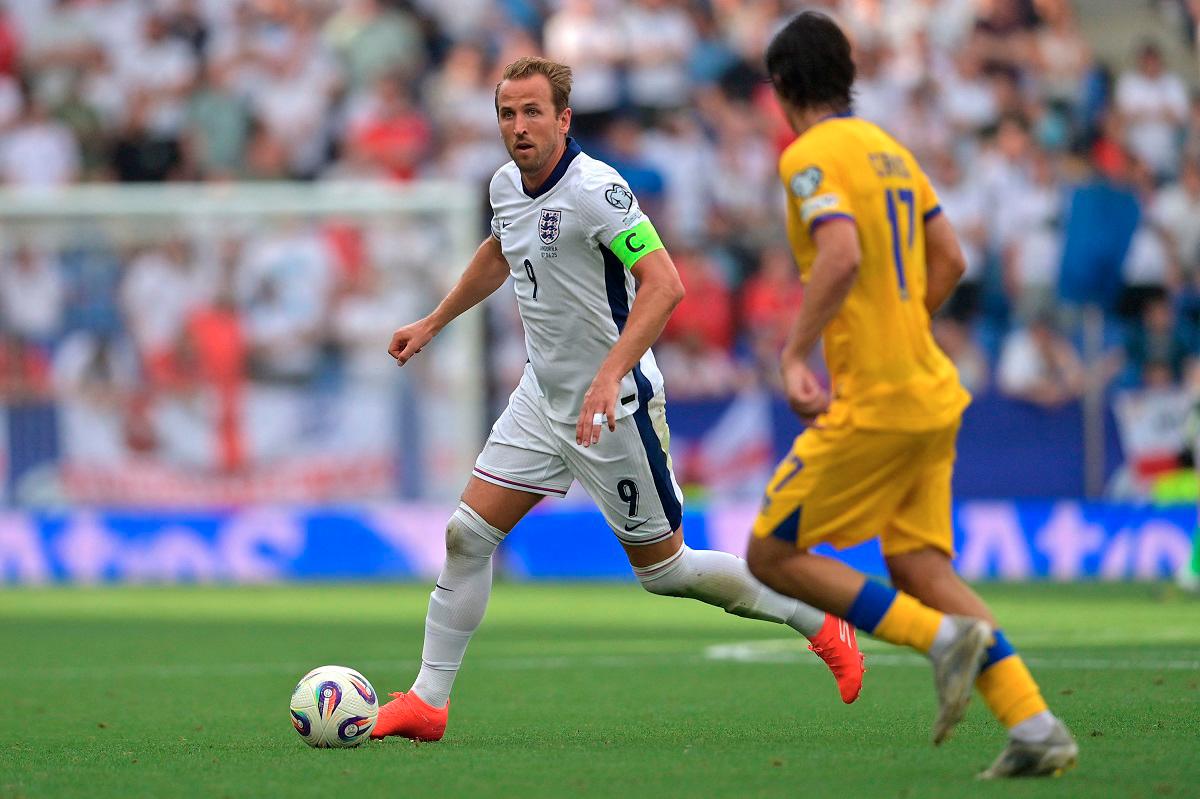 England’s forward Harry Kane is challenged by Andorra’s midfielder #17 Joan Cervos during the 2026 World Cup qualifiers Europe zone - AFPpix