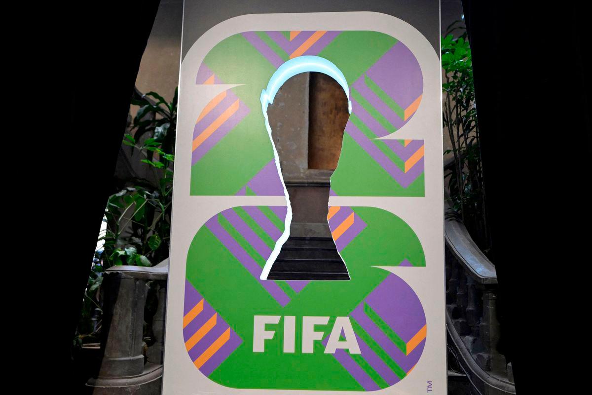 A view of the FIFA World Cup 2026 Mexico City logo taken during the unveiling of the countdown clock for the 2026 World Cup in Mexico City, on June 11, 2025.