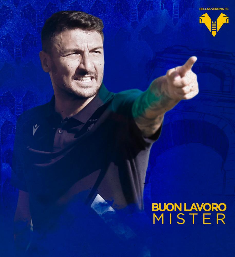 Hellas Verona FC announces that it has entrusted the technical management of the First Team to Mr. Salvatore Bocchetti. Credit: Twitter/@HellasVeronaFC
