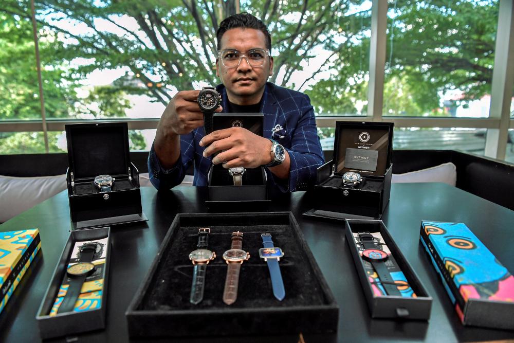 KUALA LUMPUR, July 4 -- The founder of Artwist.Co. Bostami Ahmad shows a collection of watches produced by Artwist.Co. when interviewed by Bernama recently. BERNAMAPIX