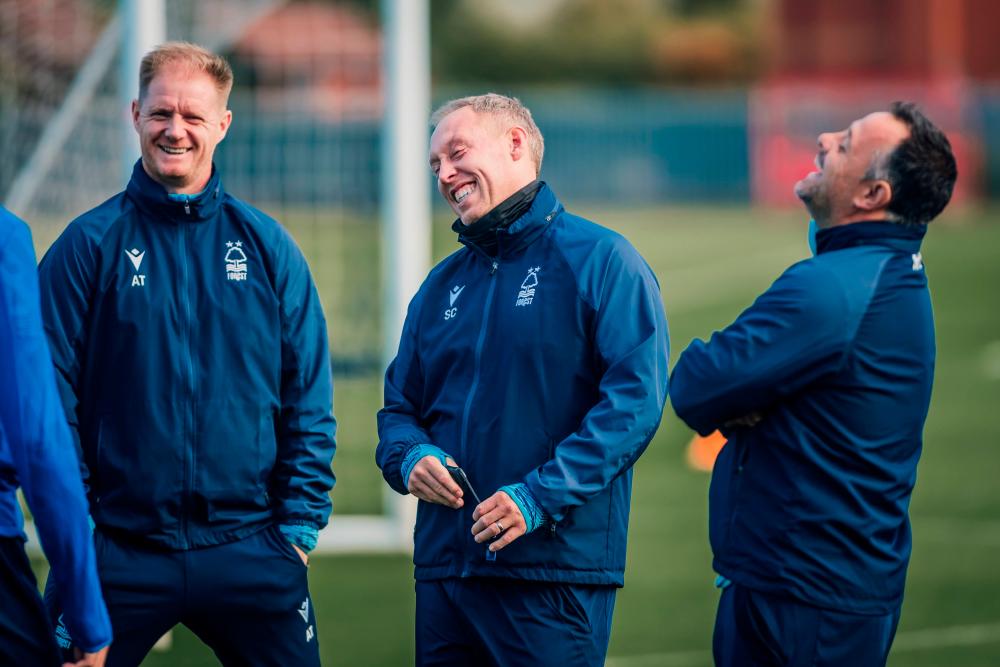 Head Coach Steve Cooper (middle) has signed a new contract with the Club until 2025. Pix credit: Twitter/NFFC