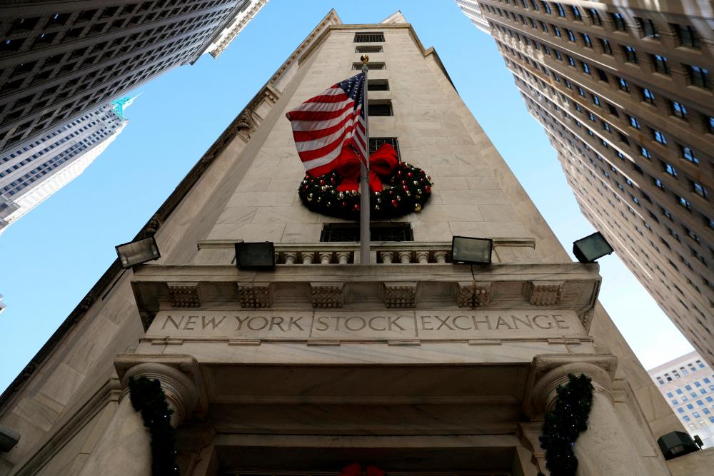 View of the New York Stock Exchange entrance taken on Dec 14, 2022. – Reuterspic