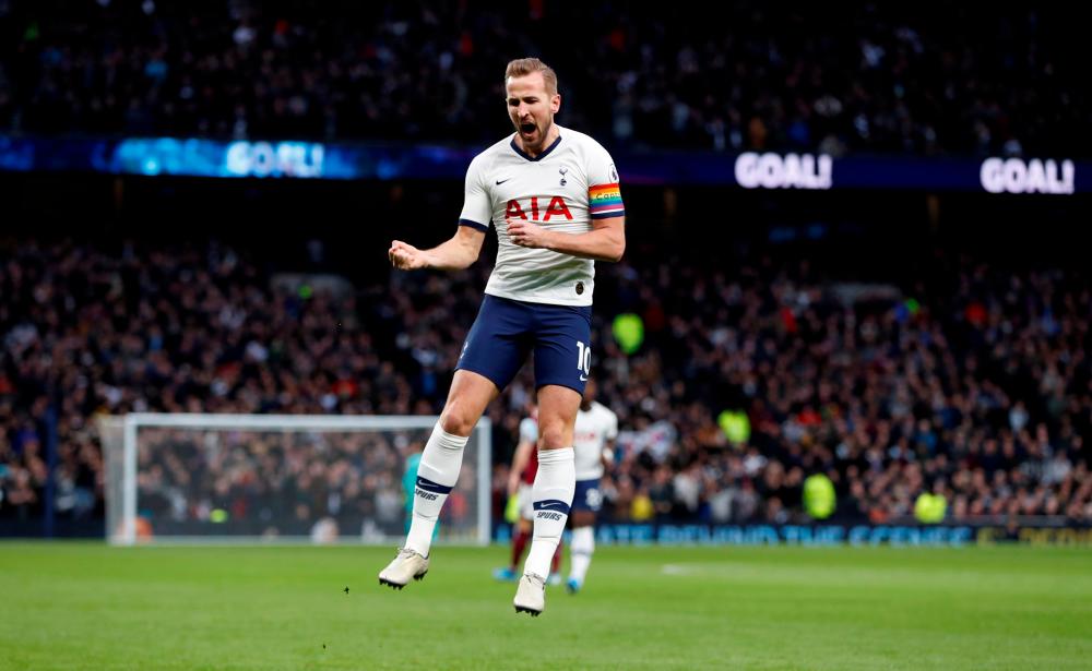 Tottenham Hotspur's Harry Kane scores their first goal during the Tottenham Hotspur v Burnley match at Tottenham Hotspur Stadium, London, on December 7, 2019. - Reuters