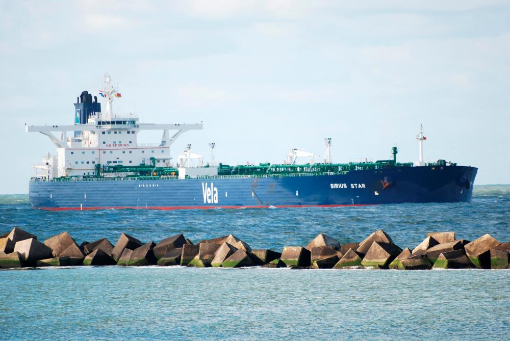 A Saudi-owned crude oil supertanker is seen in this photograph taken in Rotterdam. Saudi Arabia’s energy minister told Bloomberg he expects Opec and its allies to bring about the 2.2 million in crude oil production cuts announced last week. – Reuterspic