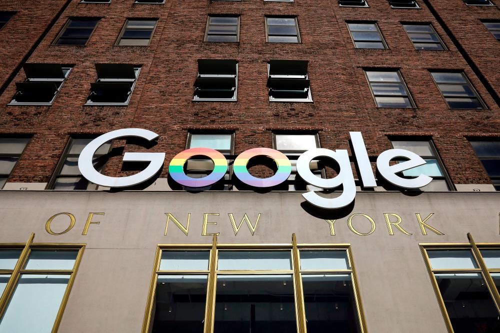 The Google logo is displayed outside the company offices in New York. – Reuterspic