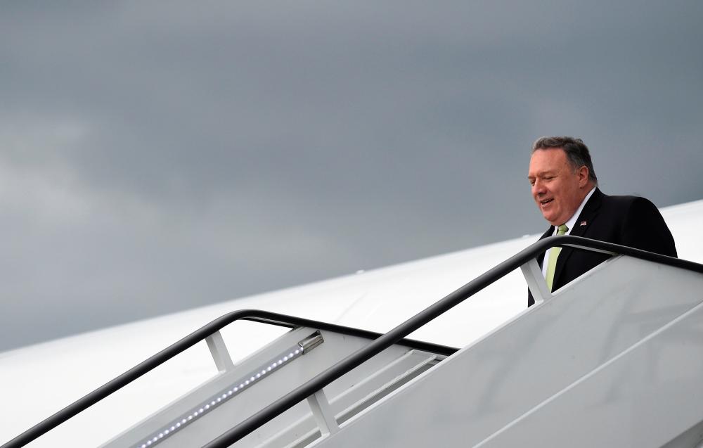 US Secretary of State Mike Pompeo arrives at Stansted Airport near London, Britain, June 3, 2019. - Reuters