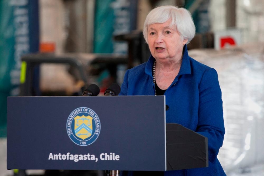 Yellen delivering a speech during a visit to the Lithium Conversion plant of US lithium producer Albemarle, in La Negra, Antofagasta, Chile, on March 2, 2024. – Reuterspic